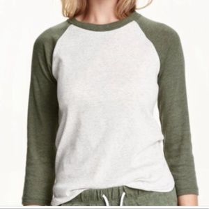 h & m green baseball tee